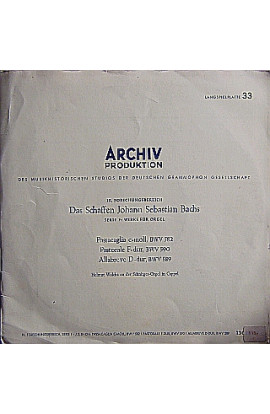 Johann Sebastian Bach - Passacaglia C-Moll BWV 582, Pastorale F-Dur BWV 590, Allabreve D-Dur BWV 589 (LP) 