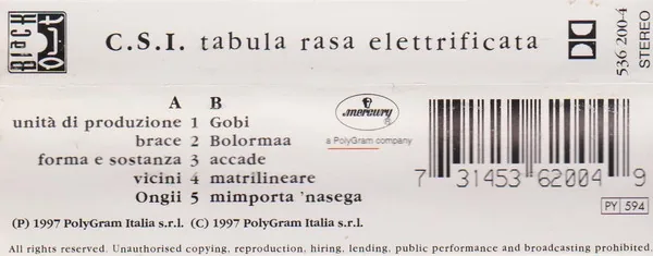 Copertina di Tabula Rasa Elettrificata