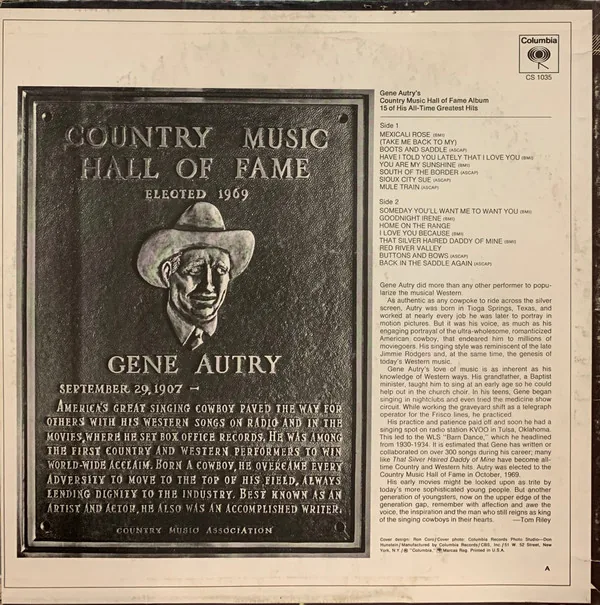 Copertina di Gene Autry'S Country Music Hall Of Fame Album